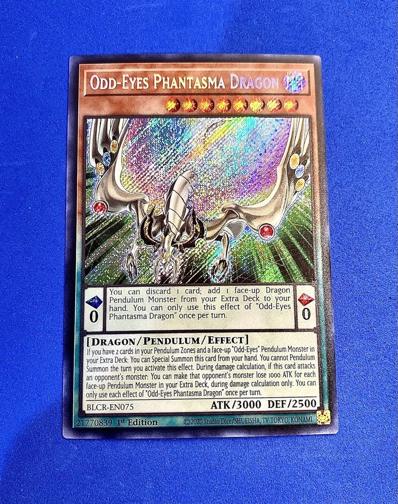 YuGiOh Odd-Eyes Phantasma Dragon BLCR-EN075 1st Ed Secret Rare NM