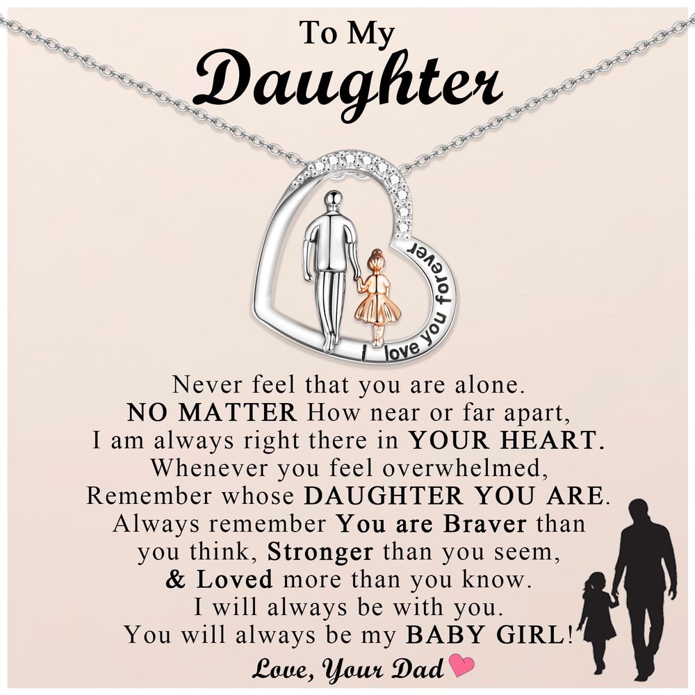 Daughter Gifts from Dad, Love You Forever To My Daughter Necklace Gifts from Dad
