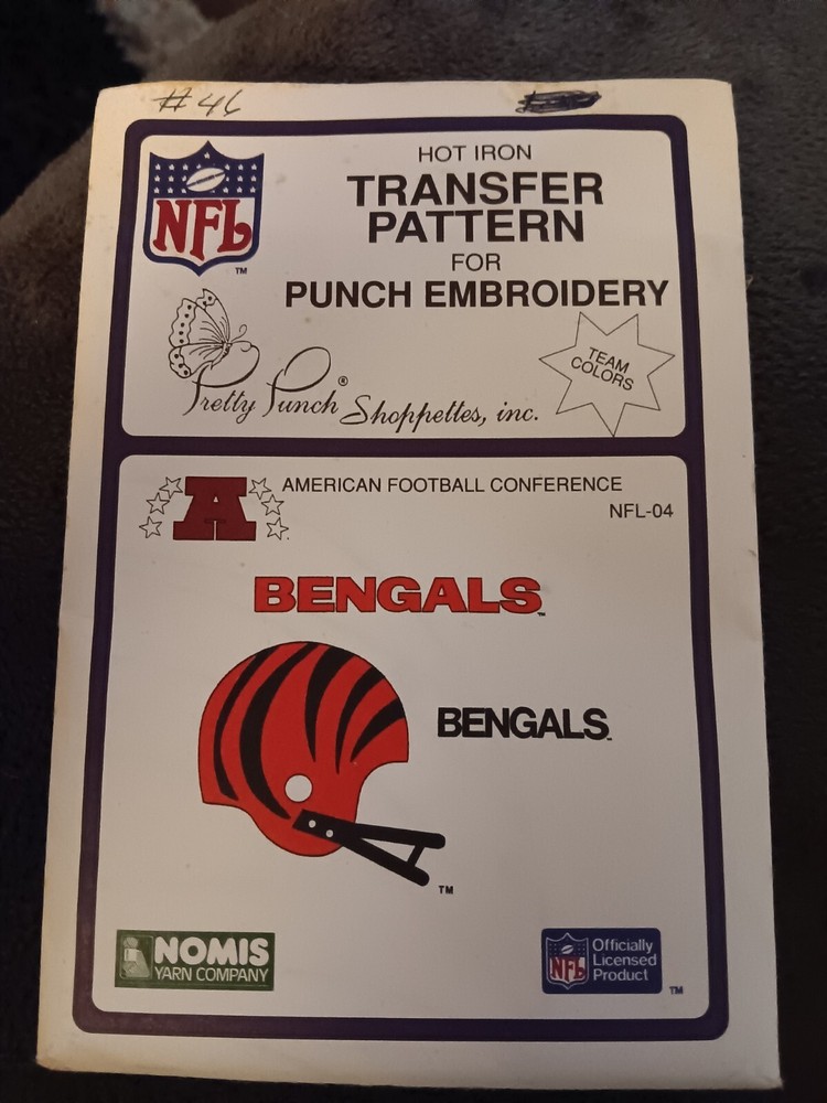 VTG 1987 Pretty Punch Hot Iron Transfer Pattern #NFLH-04 BENGALS NFL Team ¿