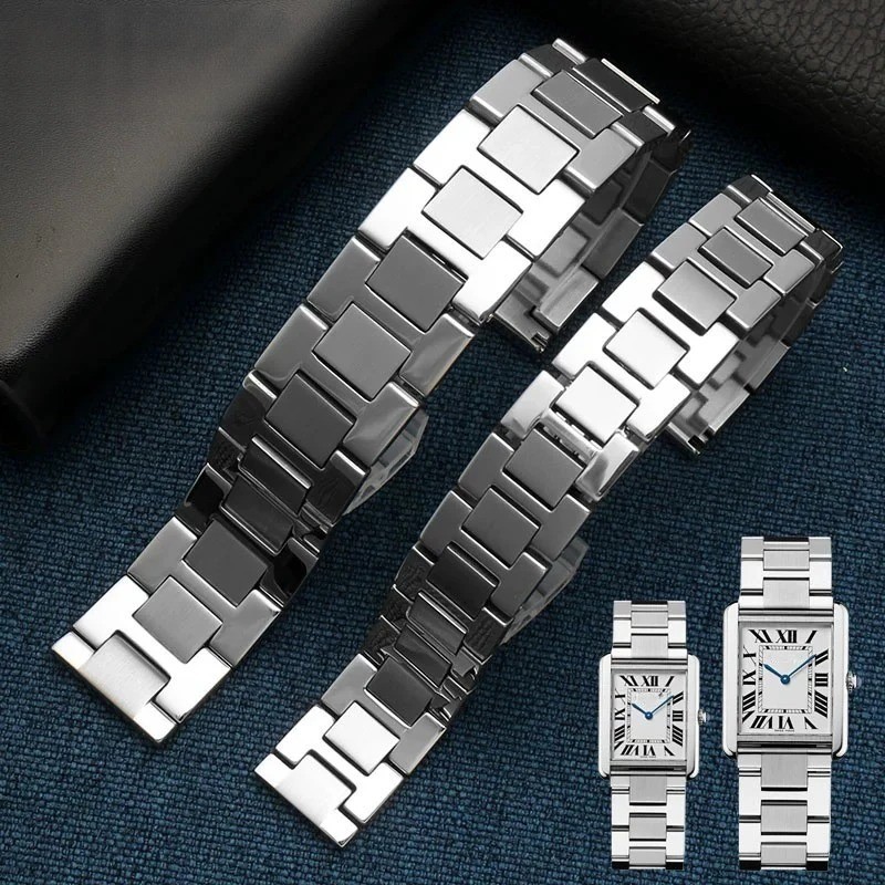 Elegant Stainless Steel Watch Strap for Cartier Tank Solo 20-23mm