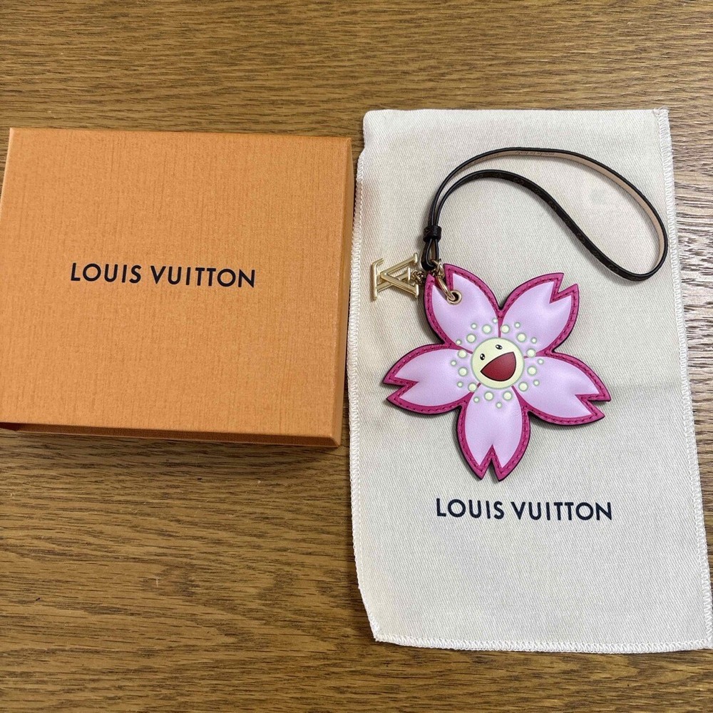 Louis Vuitton Takashi Murakami Cherry Blossom Bag Charm Key Chain Pink Gift