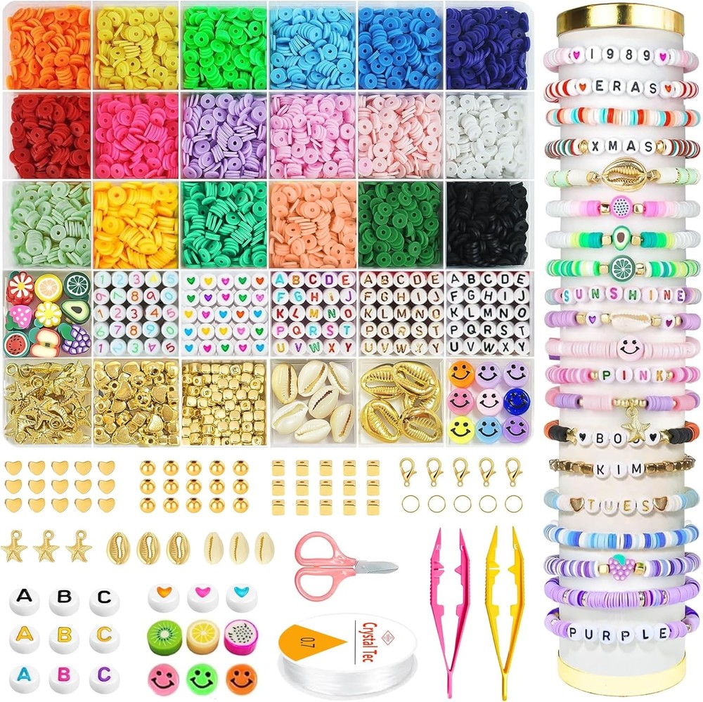 OHOME 5300 Clay Beads Bracelet Kit in 18 Colors for Back to School Crafts-image