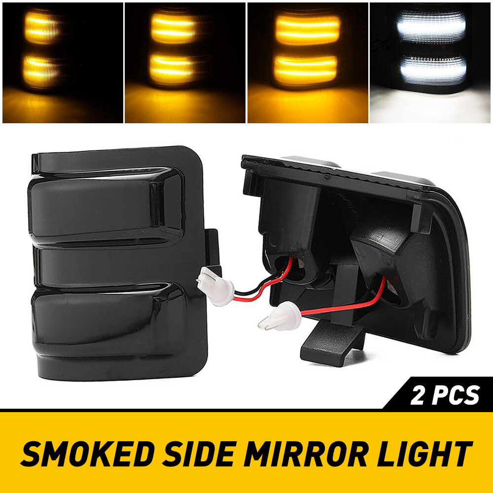 Sequential LED Side Mirror Turn Signal DRL Light Smoked Lens for Ford F250 F350