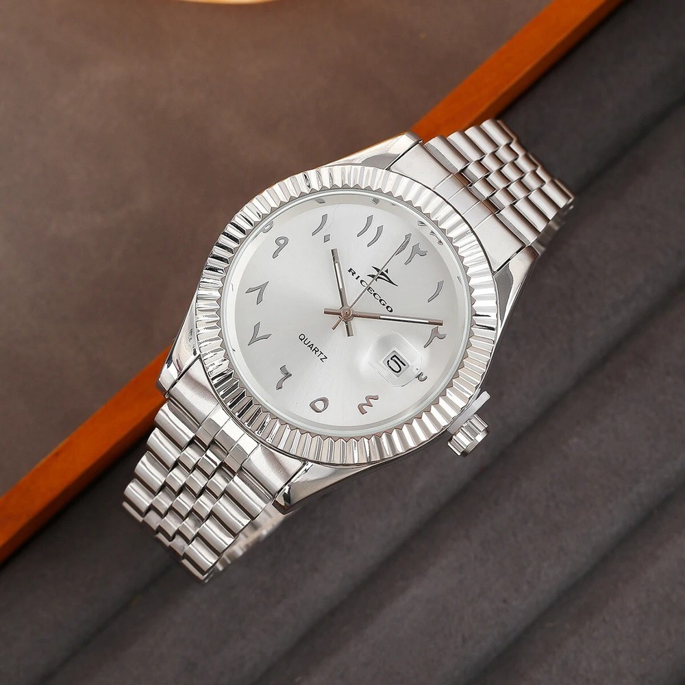Luxury White Stainless Steel Business Casual Wristwatch for Men