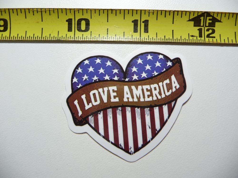 I LOVE AMERICA HEART STARS STRIPES DECAL STICKER JOB WORK OCCUPATION