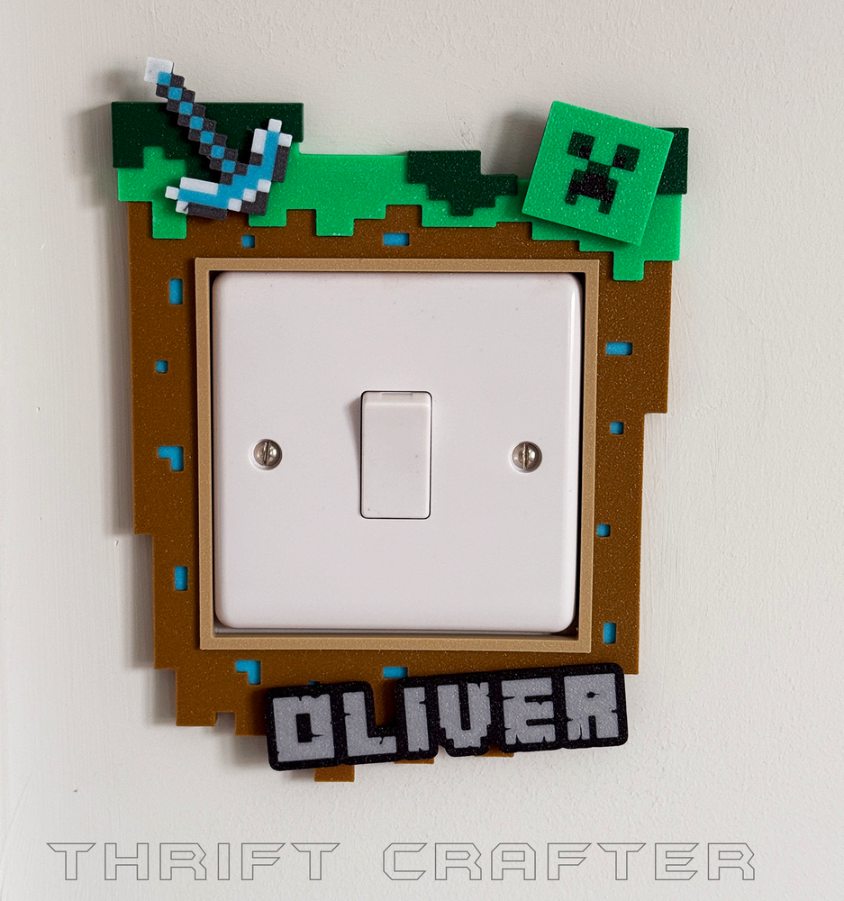 Personalised Minecraft Themed Block Craft Light Switch Cover - Childrens Bedroom