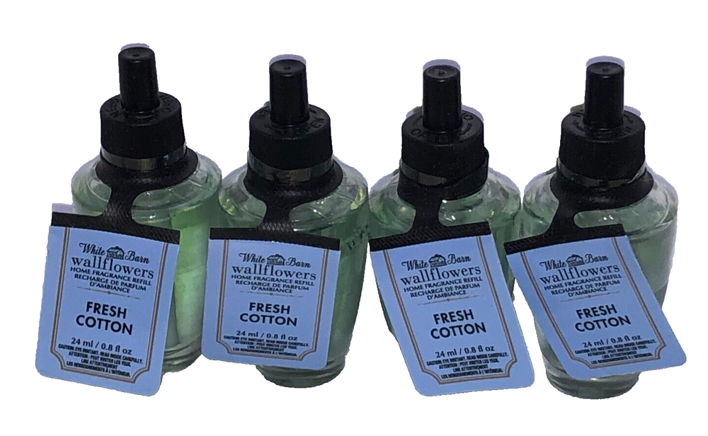 4 Bath & Body Works FRESH COTTON WALLFLOWER BULB Refill