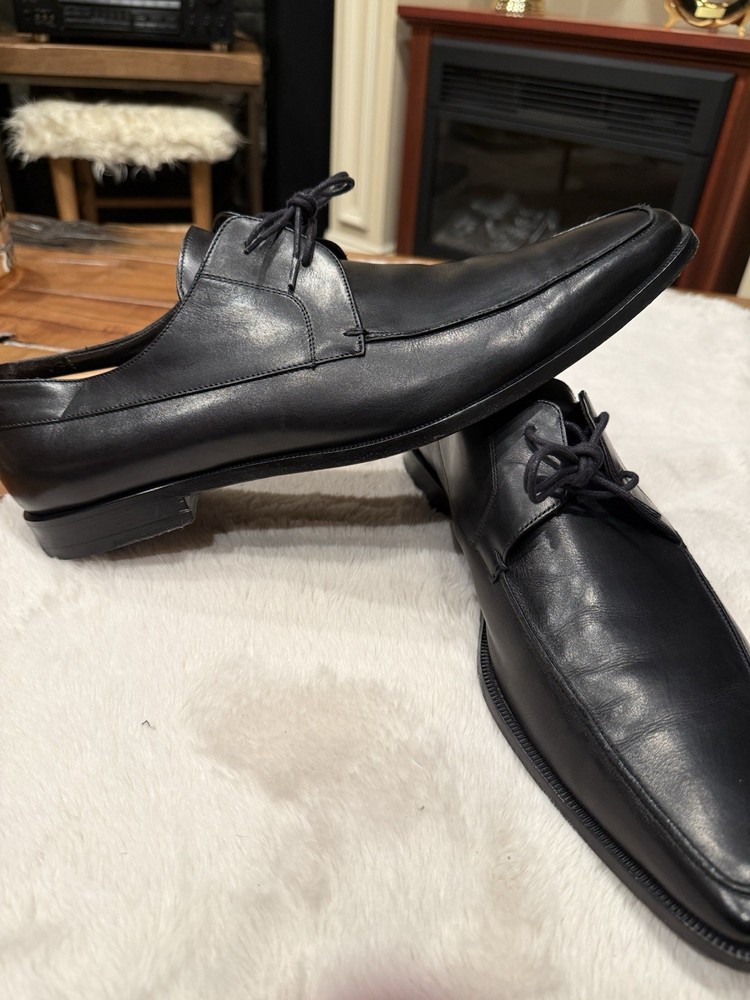 Bruno Magli Black Leather Oxford Men's Dress Shoes Lace-Up Square Toe Size 13M
