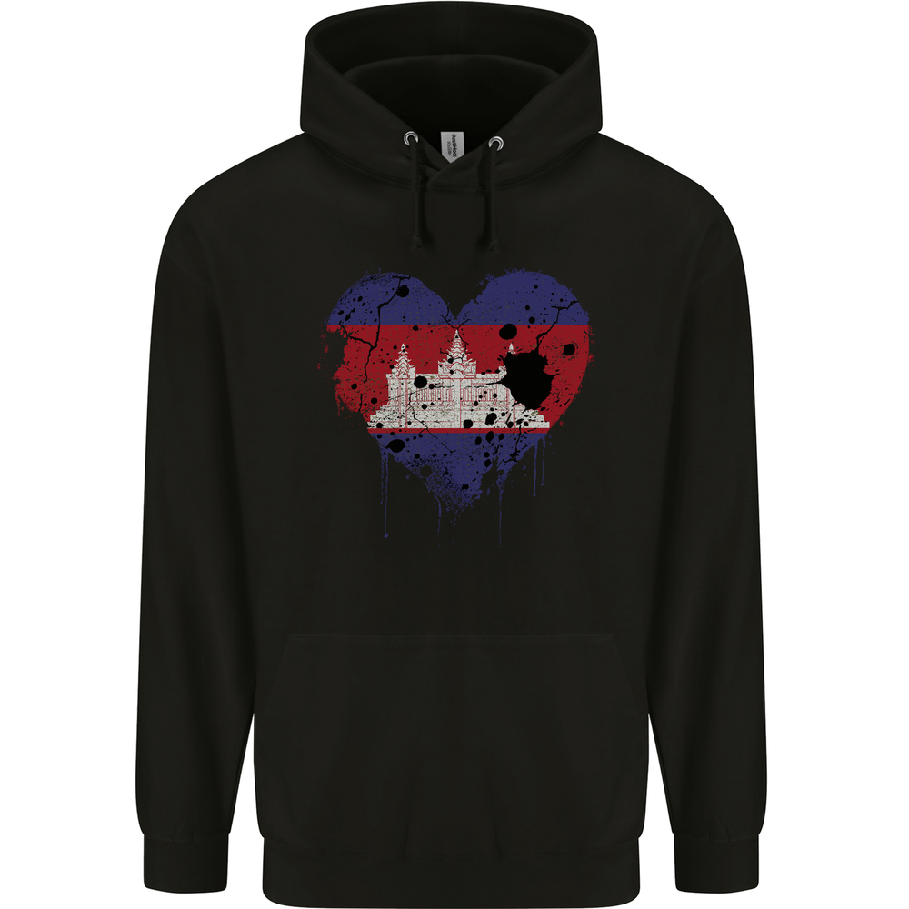 Love Cambodia Flag Cambodian Day Football Mens 80% Cotton Hoodie