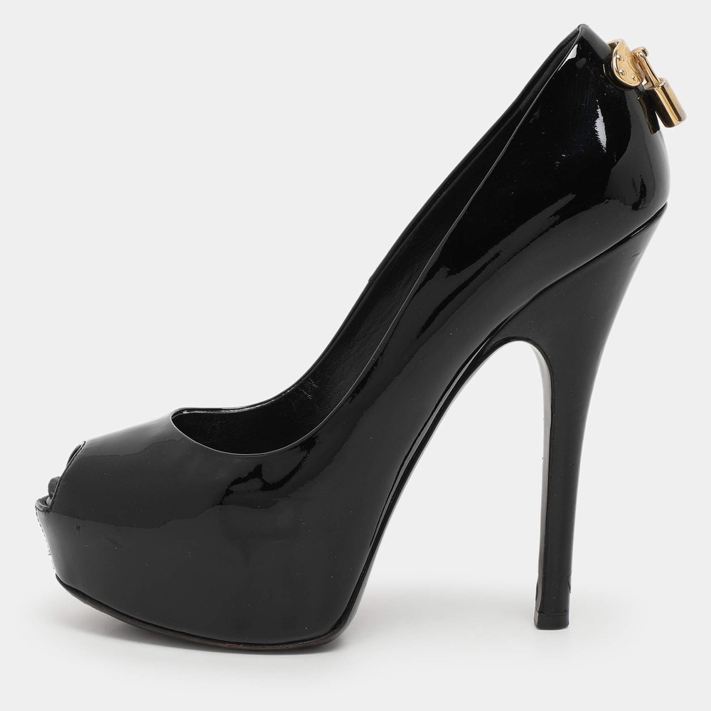 Louis Vuitton Black Patent Leather Oh Really Platform Pumps Size 38