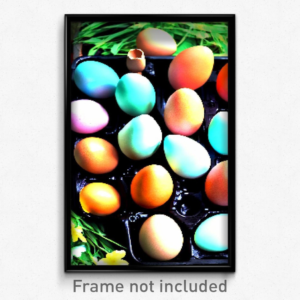 Pixel Art Poster - Bright Eggs (8 Bit Psychedelic Trippy Weird Video Game Print)