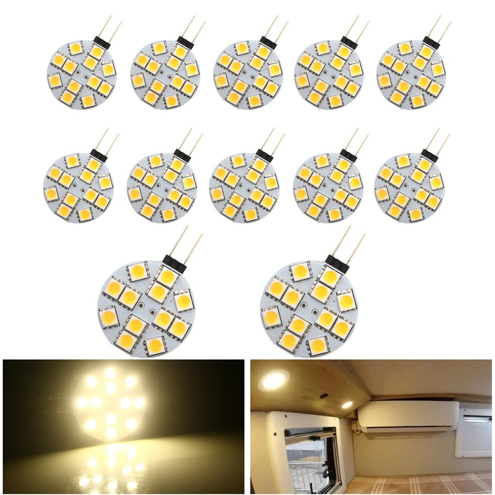 EverBrightt G4 Warm White Round 5050 12SMD Marine RV Reading Car Led Light Bu...