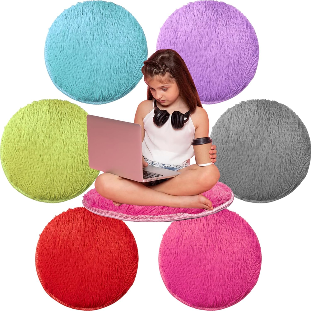 6-Piece 16-Inch Soft Round Carpet Seats for Kids Classroom Floor Cushions