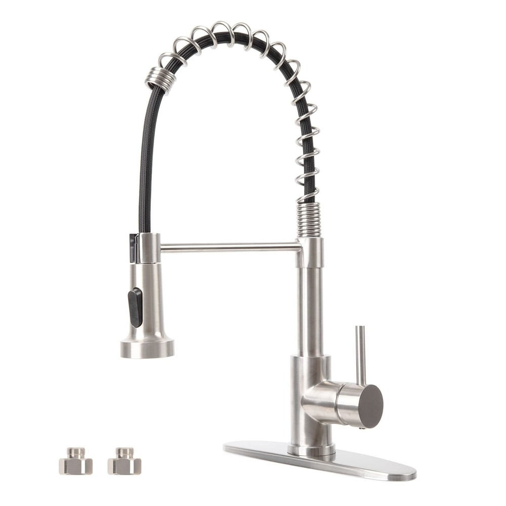 Kitchen Faucet with Pull Down Sprayer, Stainless Steel Spring Design, Single ...