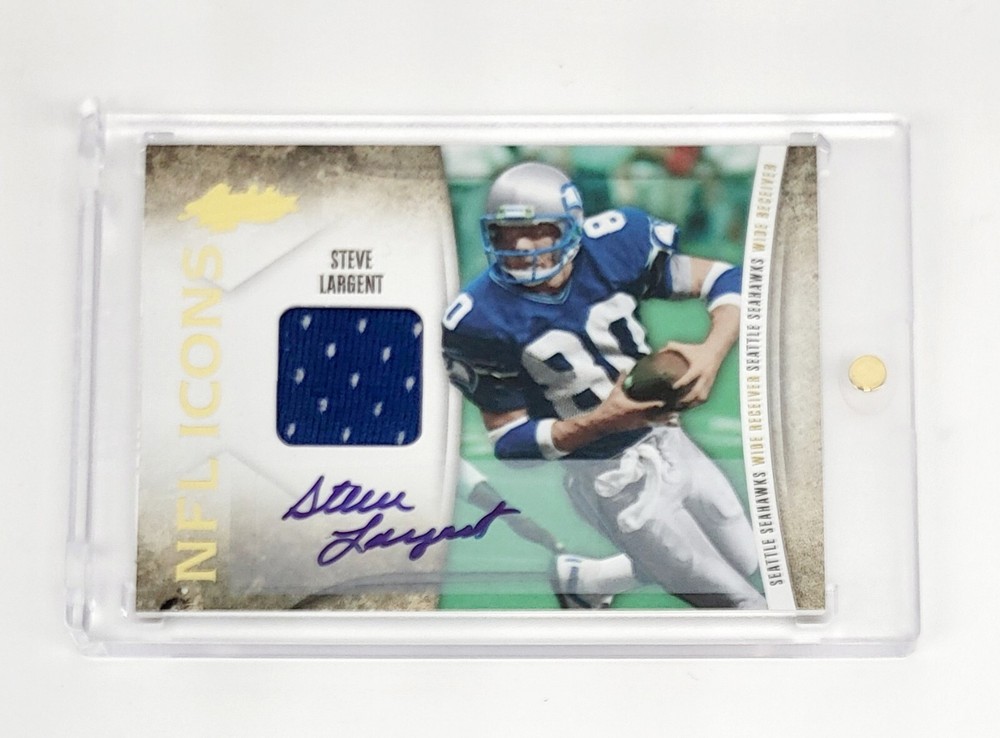 MINT #/50 AUTO GAME USED JERSEY PATCH 2010 Absolute NFL Icons Steve Largent NFL