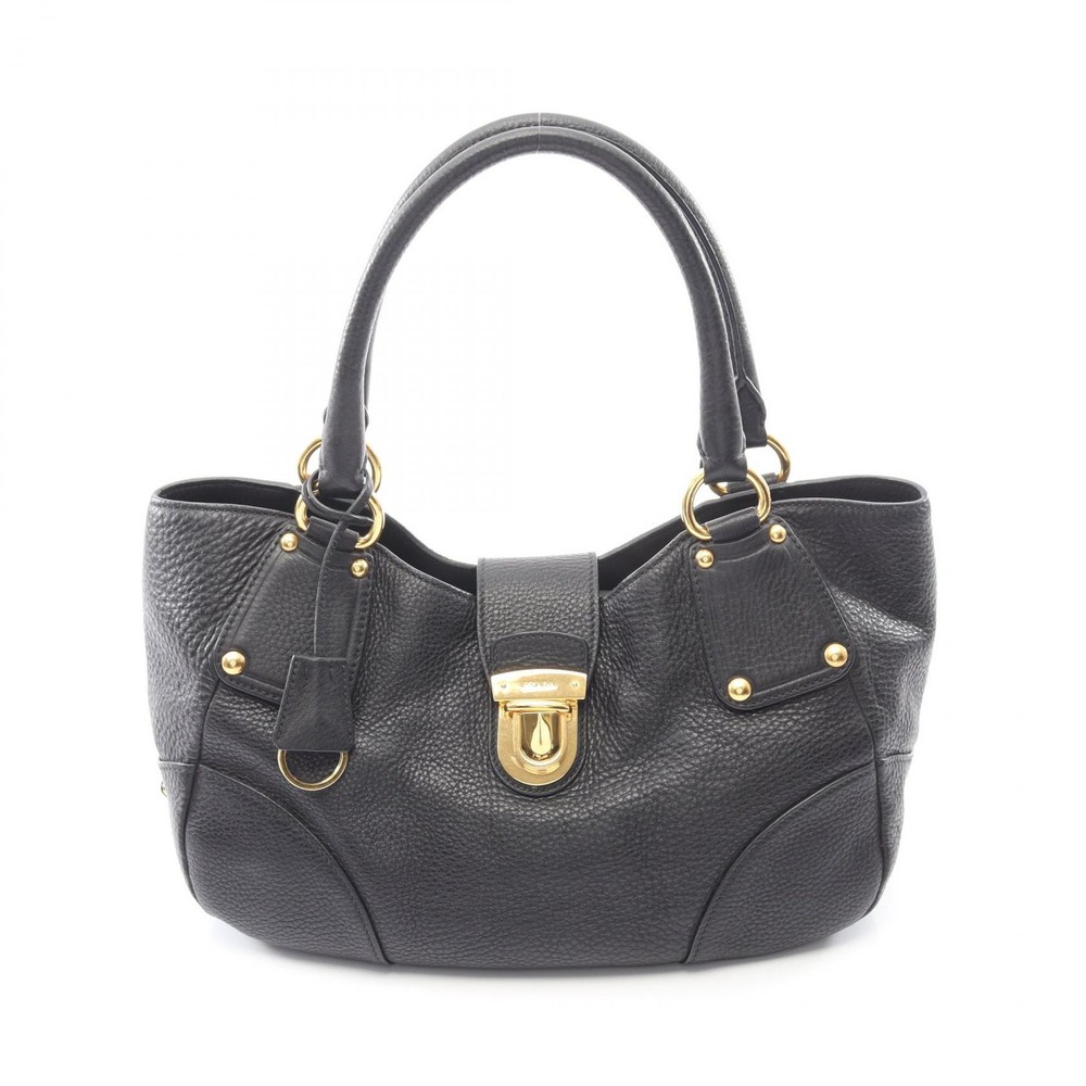 PRADA Handbag BR4627 leather Black Triangle logo Used Women