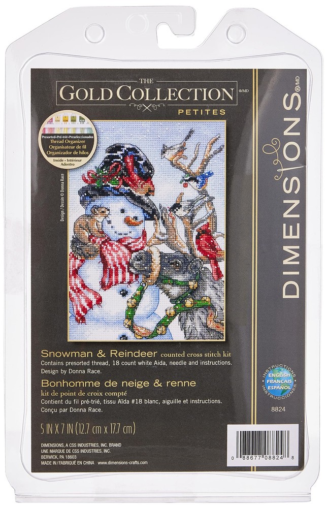 Dimensions Gold Collection Counted Cross Stitch Kit, Snowman and Reindeer, 18...
