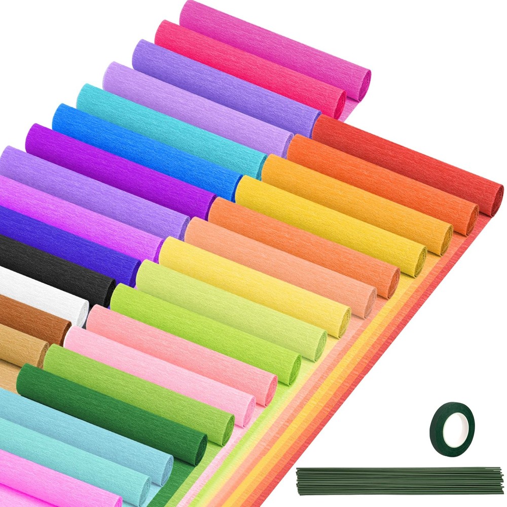 Crepe Paper Streamers 30 Rolls, 10 x 98Inch 30 Rainbow Colors Crepe Paper She...