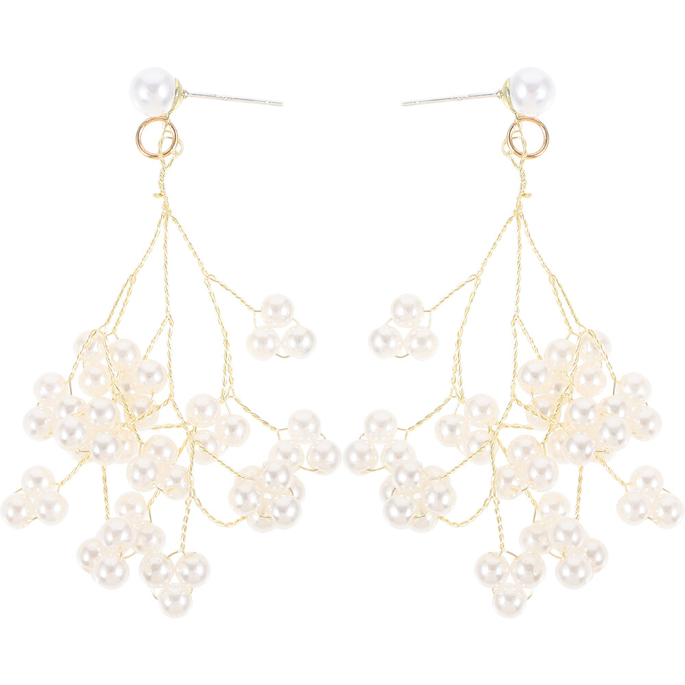 Girl Ear Jewelry Pearl Drop Earrings Rhinstone Earrings Tropical Party Earrings