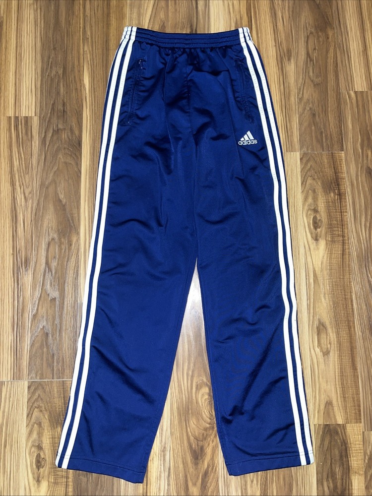 Adidas Pants Tear Away Snap Up Satin Basketball Warm Up Blue Vintage Y2K Size Sm