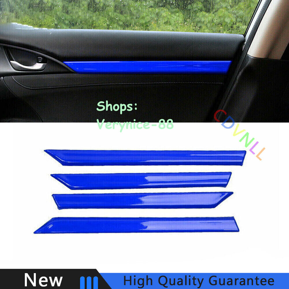 For Honda Civic 10th 2016-2021 Bright Blue Interior Door Panel Cover Trim 4PCS
