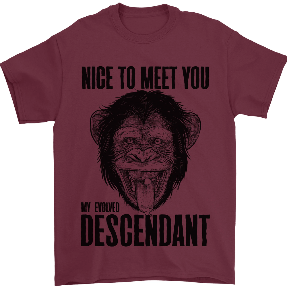 Chimp Evolved Dessendant Funny Monkey Ape Mens T-Shirt 100% Cotton