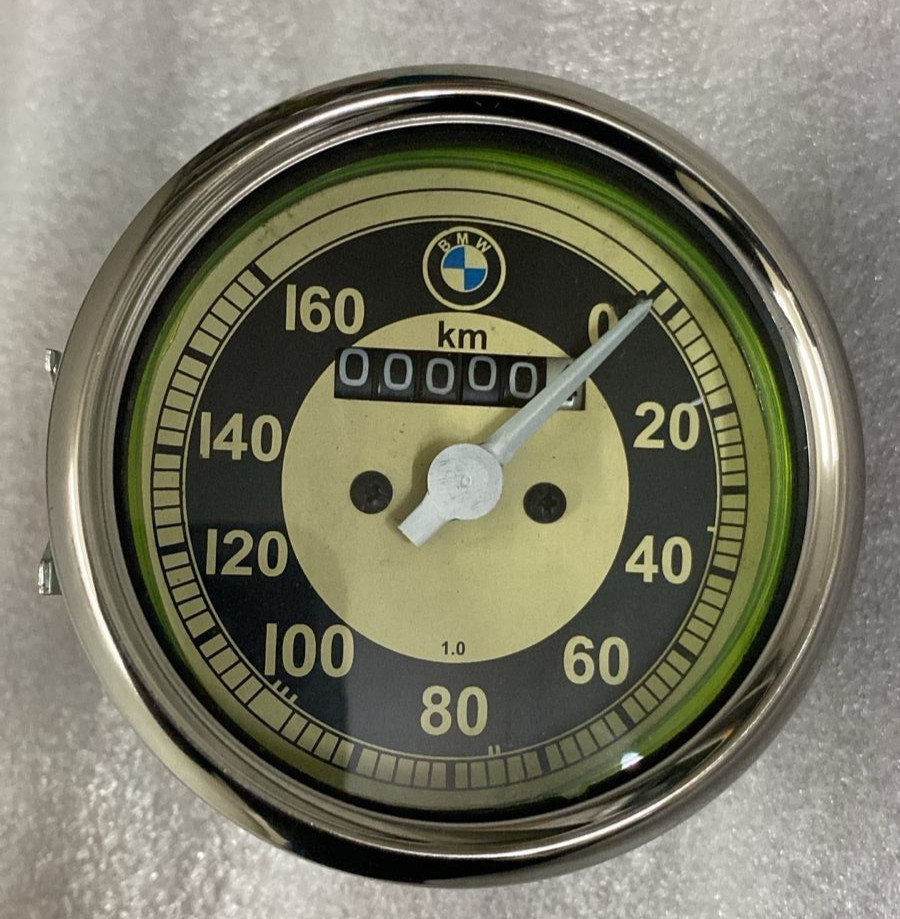 Fits BMW R25 R26 & R50 R51 Replica Speedo 0-160 KMH White Face Metal Cased