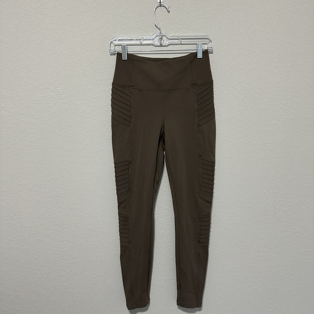Athleta Delancey Moto Tight Womens Size Small Brown Leggings Yoga Activewear