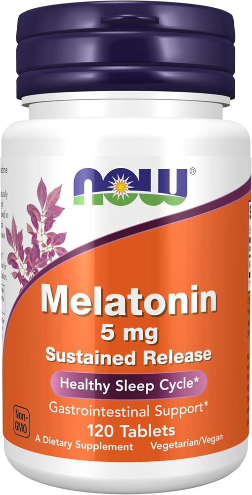 NOW Supplements, Melatonin 5 Mg, Sustained Release, Formulated for a 4-Hour