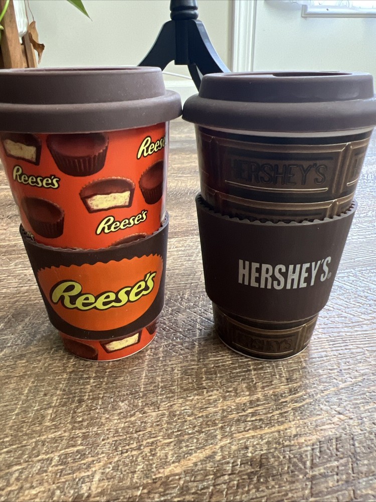 Hersheys Galerie Ceramic Travel Mug with Silicone Lid Reese's Design