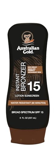 Australian Gold SPF 15 Sunscreen Lotion with Instant Bronzer 8oz Hydrating Glow