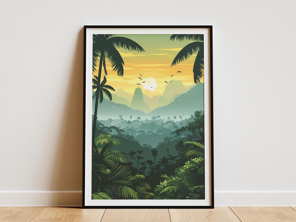 Amazon Rainforest Poster Tropical Jungle Print Nature Wall Art Green Botanical