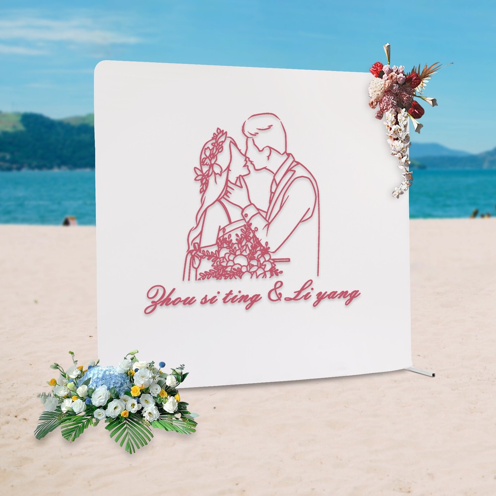 Wedding Arch Stand with White Cloth Cover and Square Balloon Frame