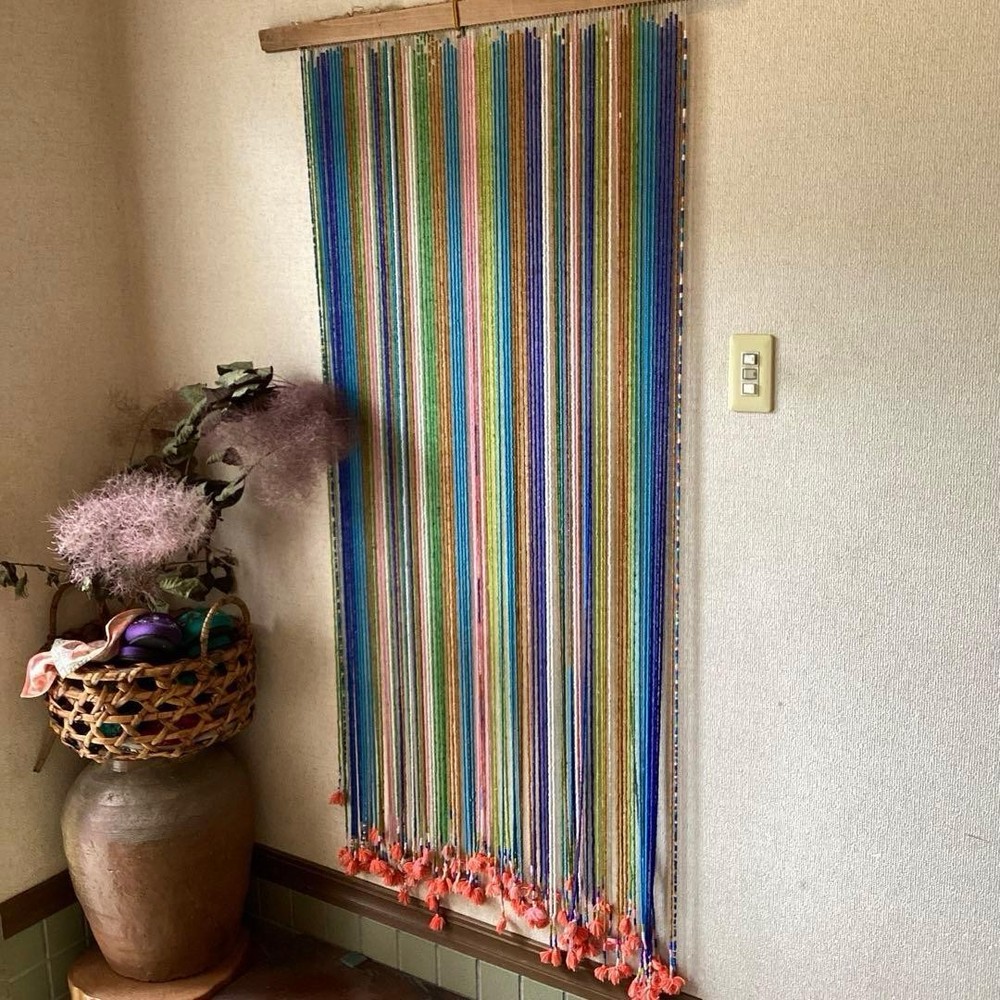 Japanese Kutani Ware A1019 Taisho Roman Showa Retro Glass Beads Noren Curtain Ta