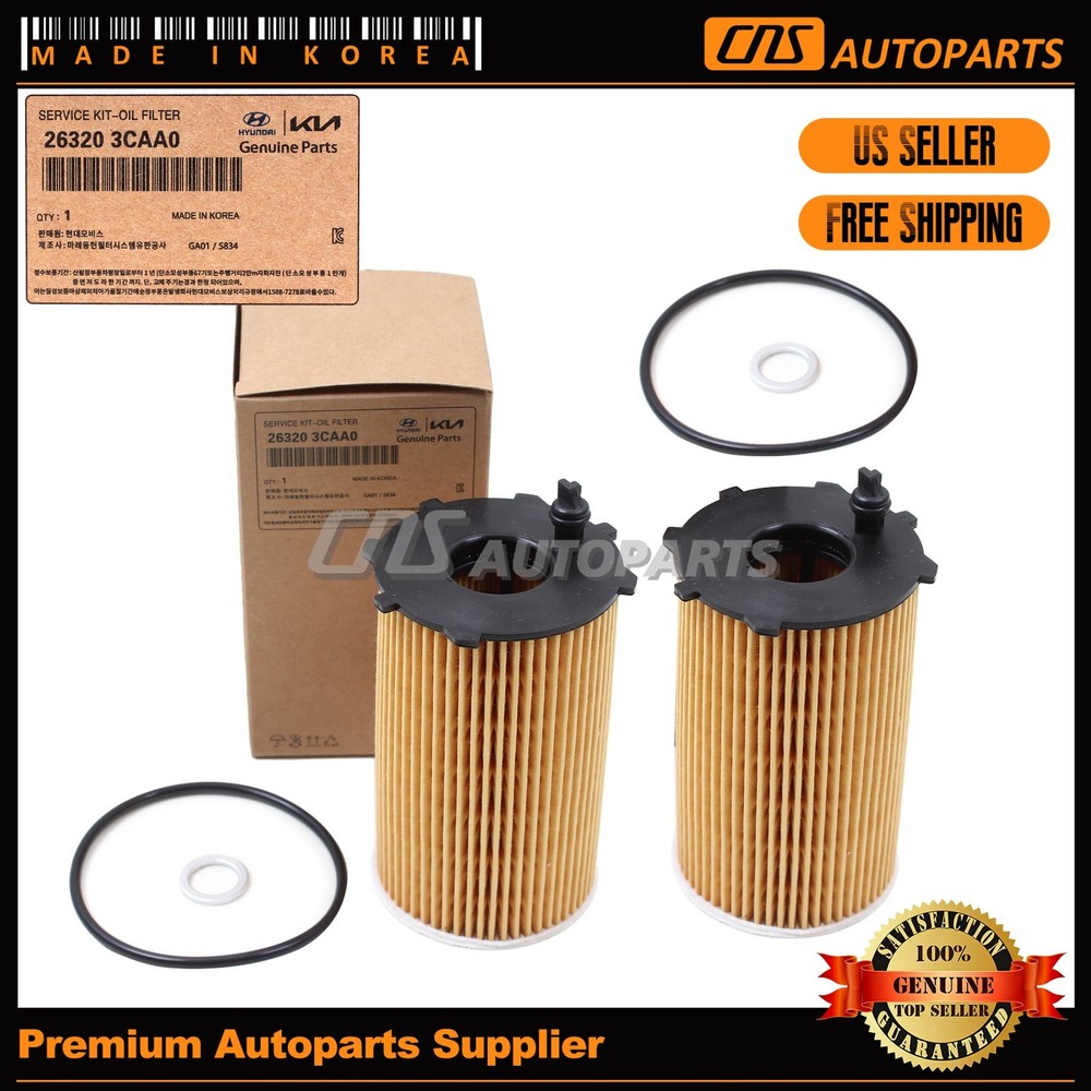 2 X GENUINE Oil Filter for 10-19 Kia Cadenza Sedona Sorento 3.3L 3.5L 263203CAA0