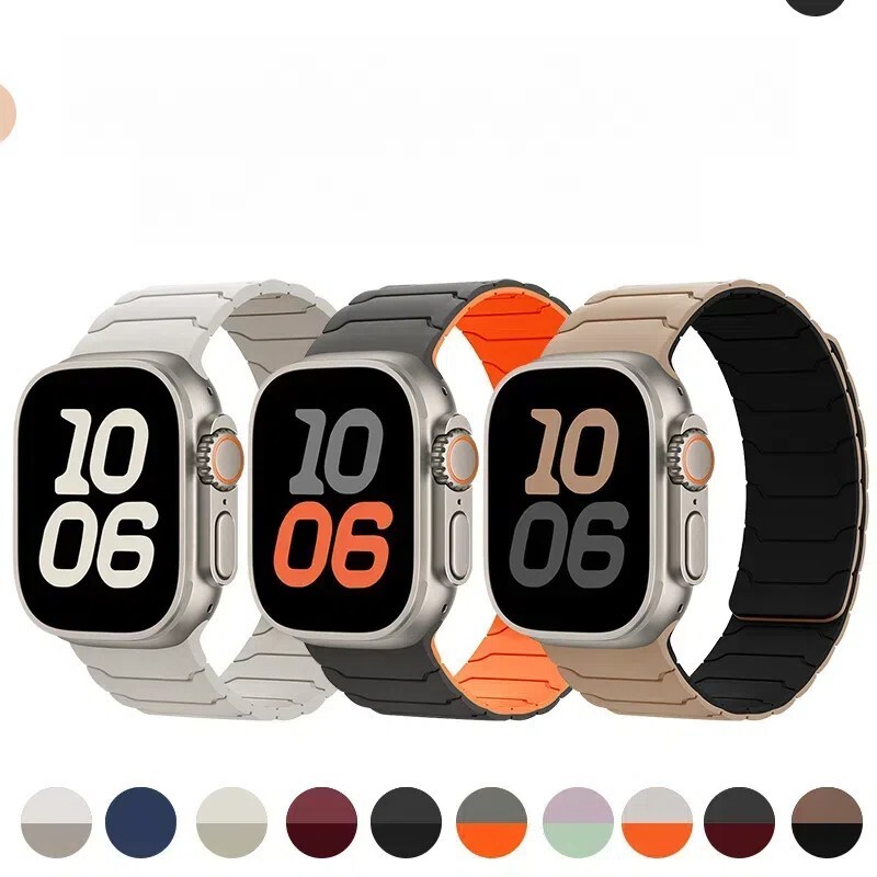 Magnetic Silicone Band for Apple Watch 10 9 8 7 6 5 SE Ultra 2 42/44/45/46/49mm