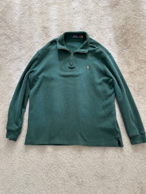 Polo Ralph Lauren Men's XL Quarter Zip Hunter Green Cotton Pullover Sweater