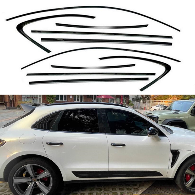 Black Car Window Frame Strip Cover Trim Accessories For Porsche Macan 2014-2024