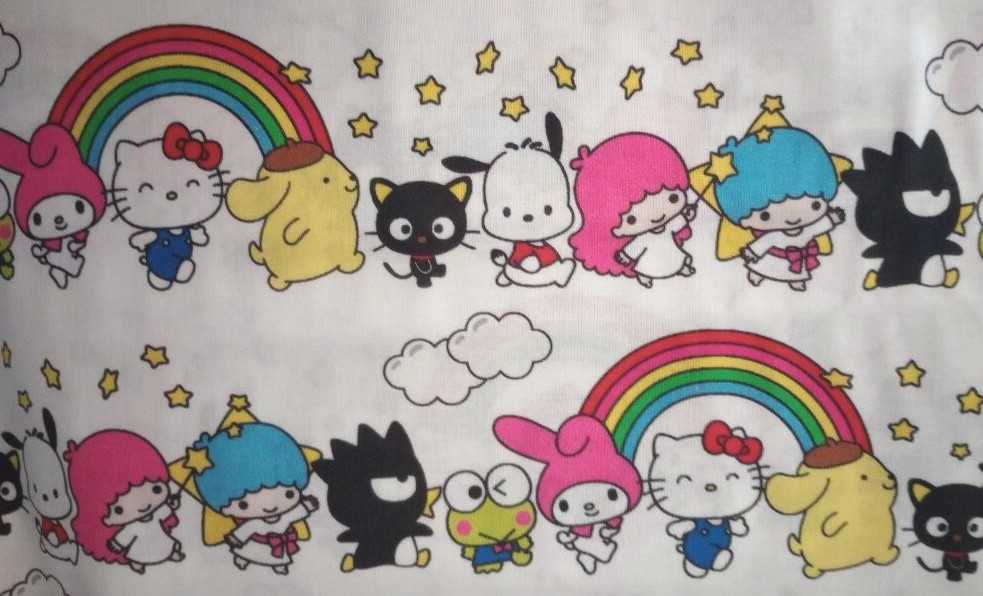 sanrio hello kitty  fun fabric print piece 11 inches by 9.5 inch 1pc new