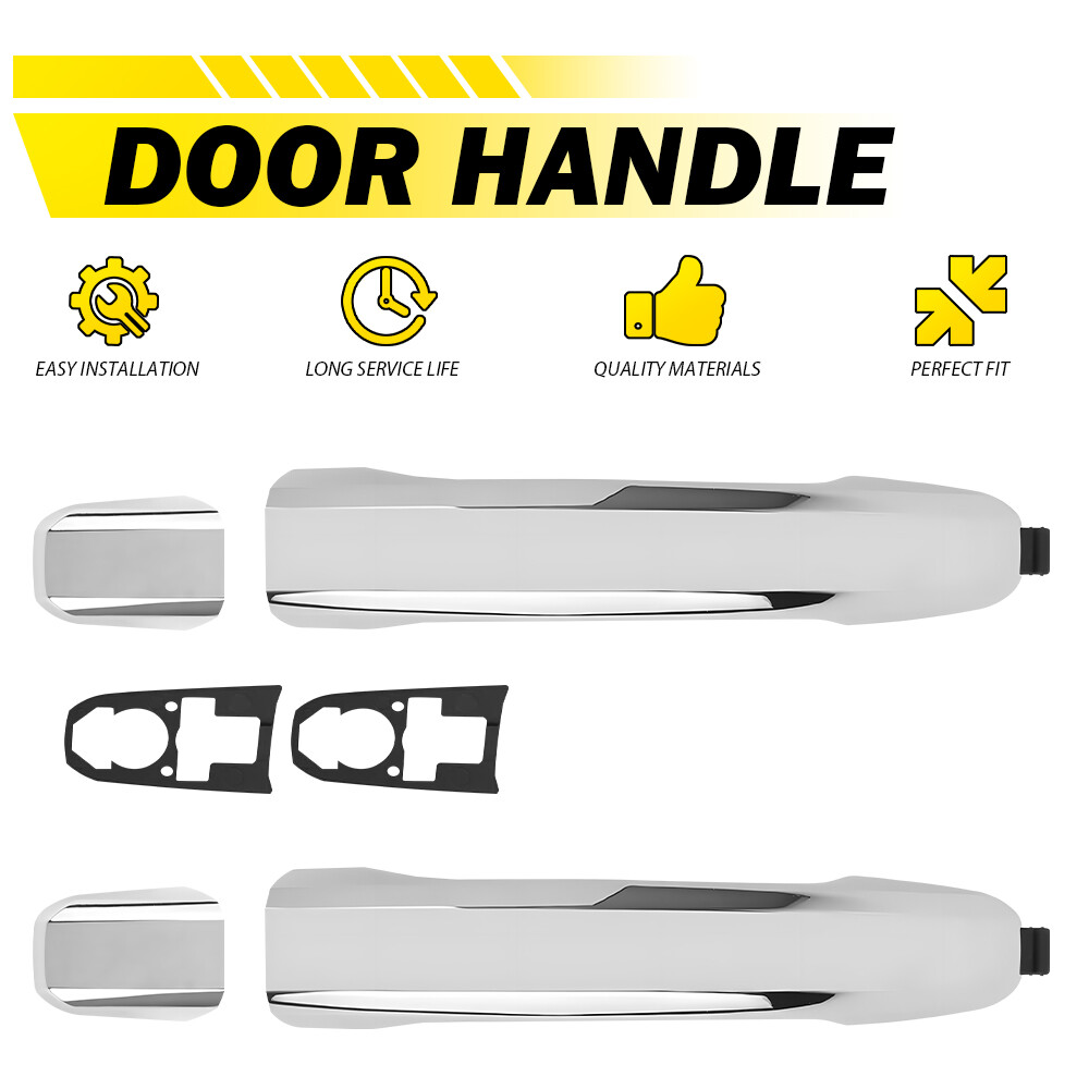 2x Exterior Chrome Door Handle Rear Left for Right Side Chevy Silverado Sierra
