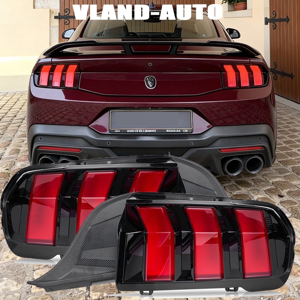 For 2024-2026 Ford Mustang Red LED Tail Lights Assembly DRL Animation Rear Lamps