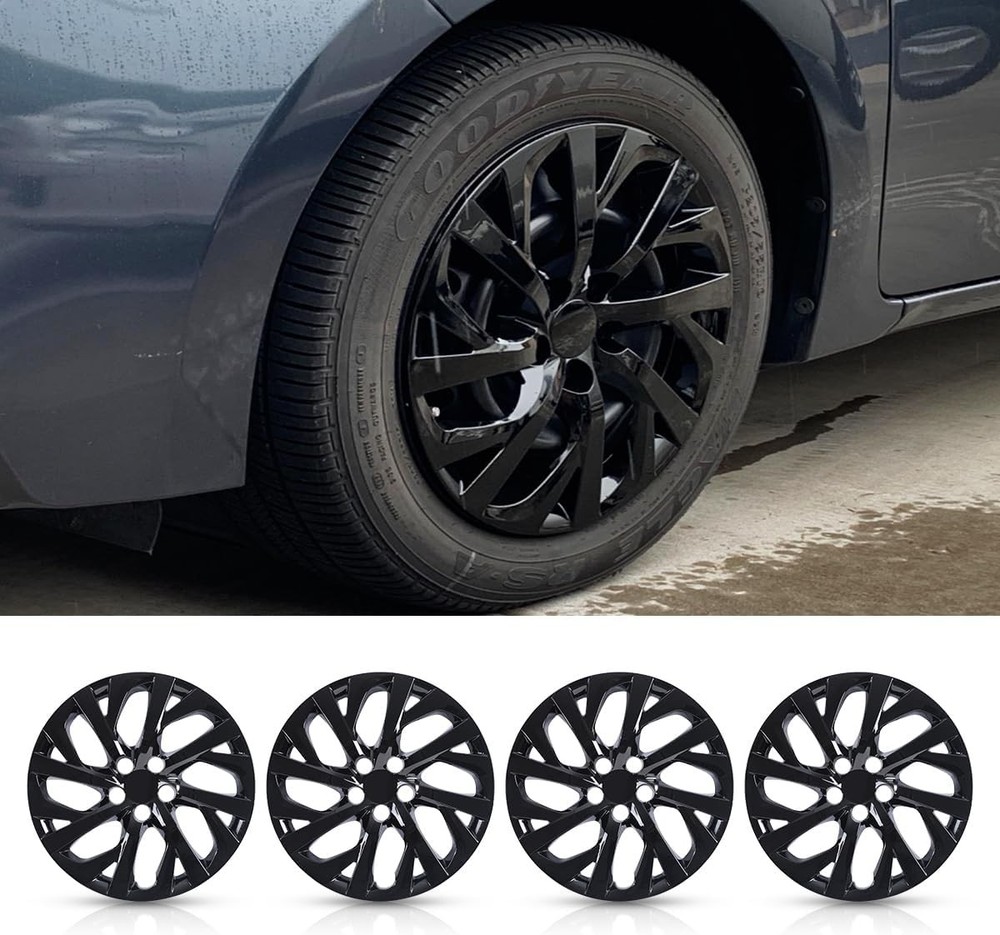 16-Inch Hub Caps Black Wheel Rim Cover for 2009-2025 Toyota Corolla Steel Wheel