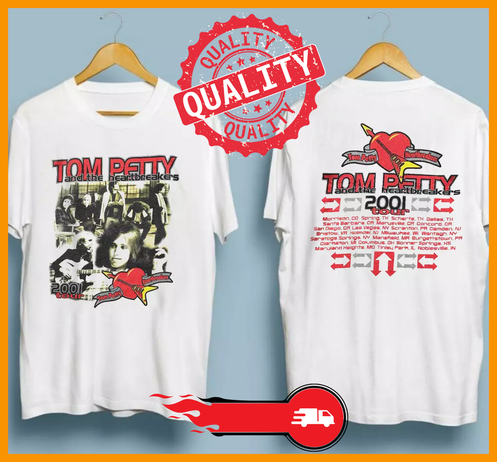 2001 Tom_Petty Heart_breakers Tour White T-Shirt All Sizes