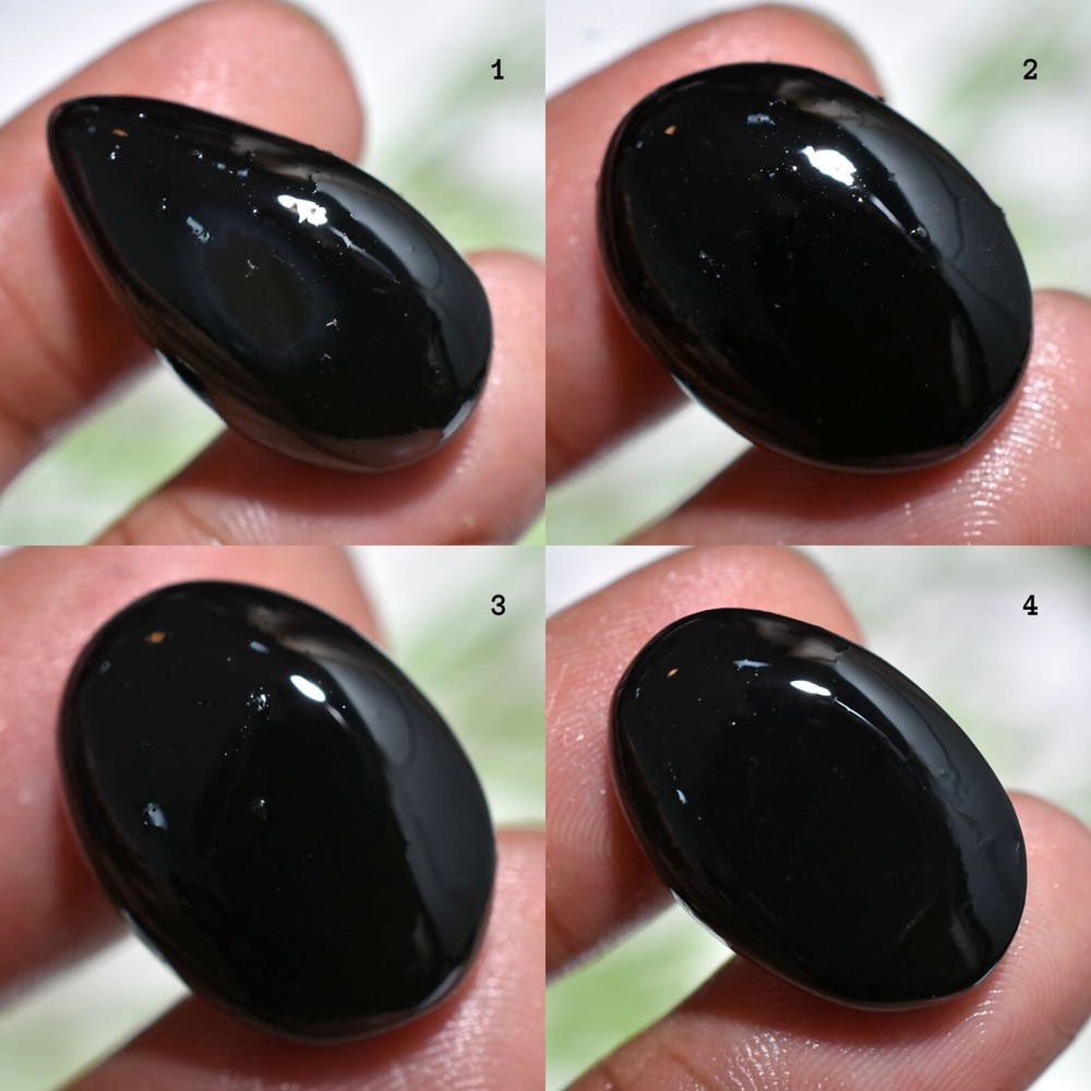 Natural Black Onyx Cabochon - Smooth Polished Gemstone For Pendant