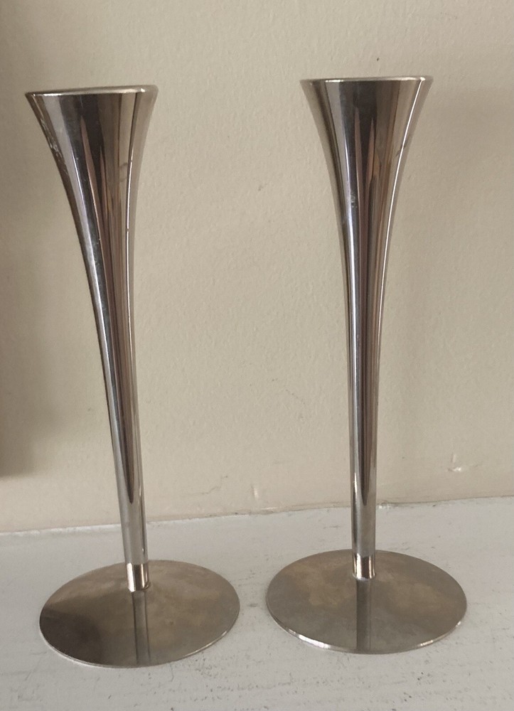 Vintage Arthur Salm AS Solingen Danish Modern Candle Holders Pair 6 Inches Tall