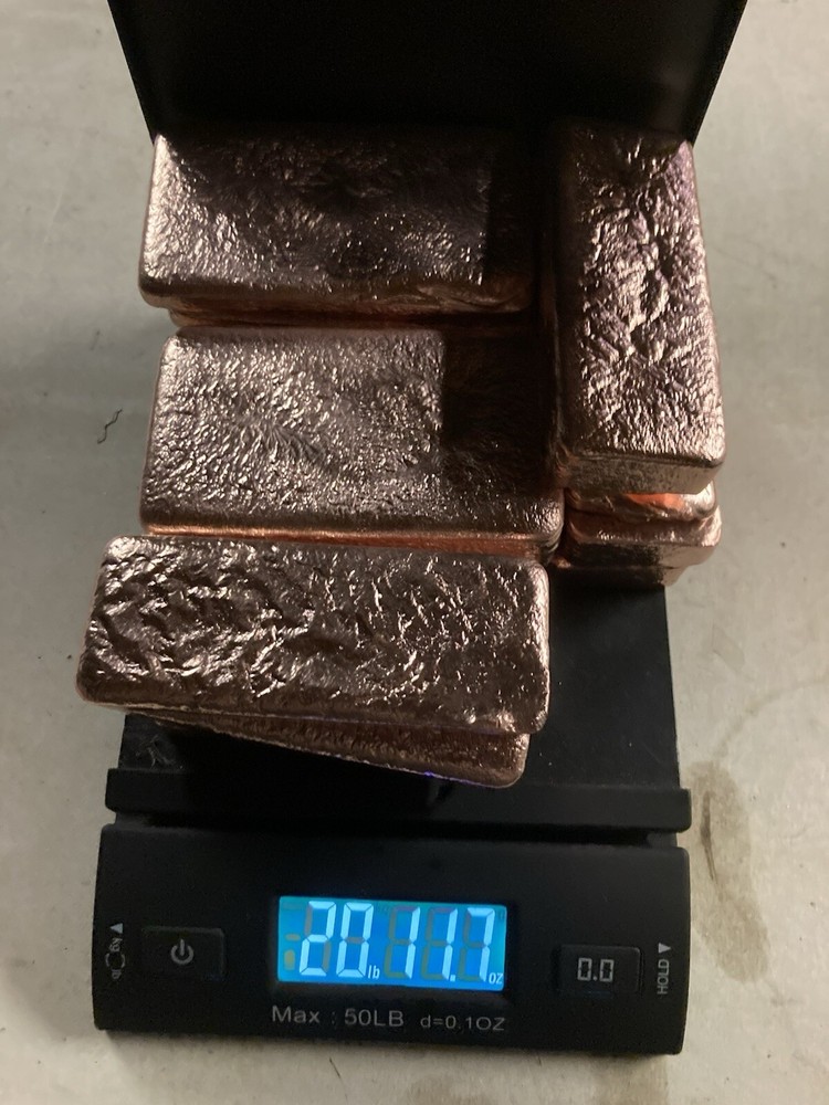 Copper, 20+Lbs Copper Ingots Hand Poured Copper Bullion