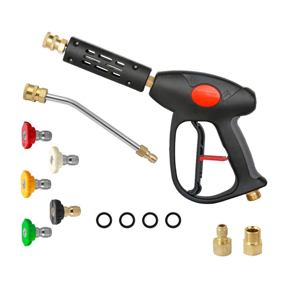 High Pressure Washer Gun 4000 PSI, 7 Inch Extension Replacement Wand with 5 N...
