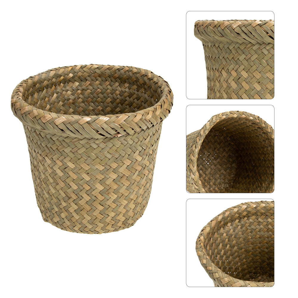 Seaweed Woven Storage Basket Round Wicker Waste Multi-purpose