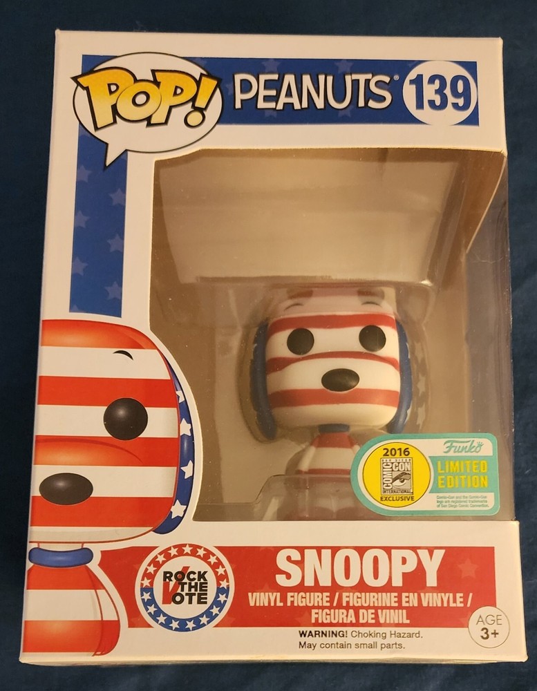 Funko Pop-Snoopy-Peanuts #139- 2016 SD Comic Con Limited Edition-Rock the Vote