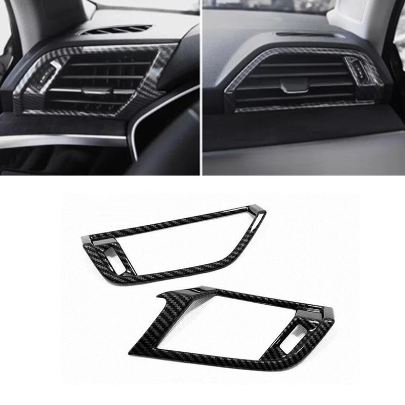 2PCS Carbon Fiber For Audi Q3 2019-2023 Front Side Air Outlet Vent Cover Trim